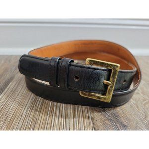 Coach Women 34 Black Genuine Leather Dress Belt Brass Buckle USA Made 3/4" Width